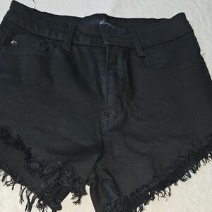 KanCan Black Frayed Hem Jean Shorts